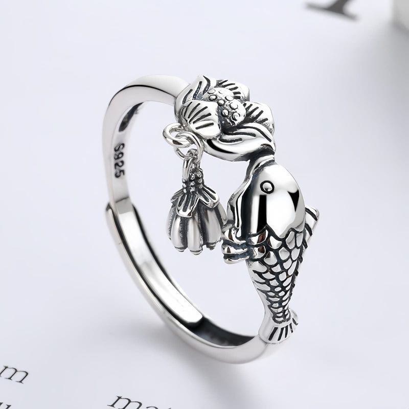 925 Silver Koi Fish Success Ring 925 Silver Koi Fish Success Ring