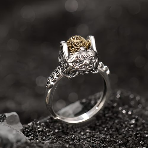 Anillo PiXiu de Plata 925: Abundancia y Prosperidad Ajustable