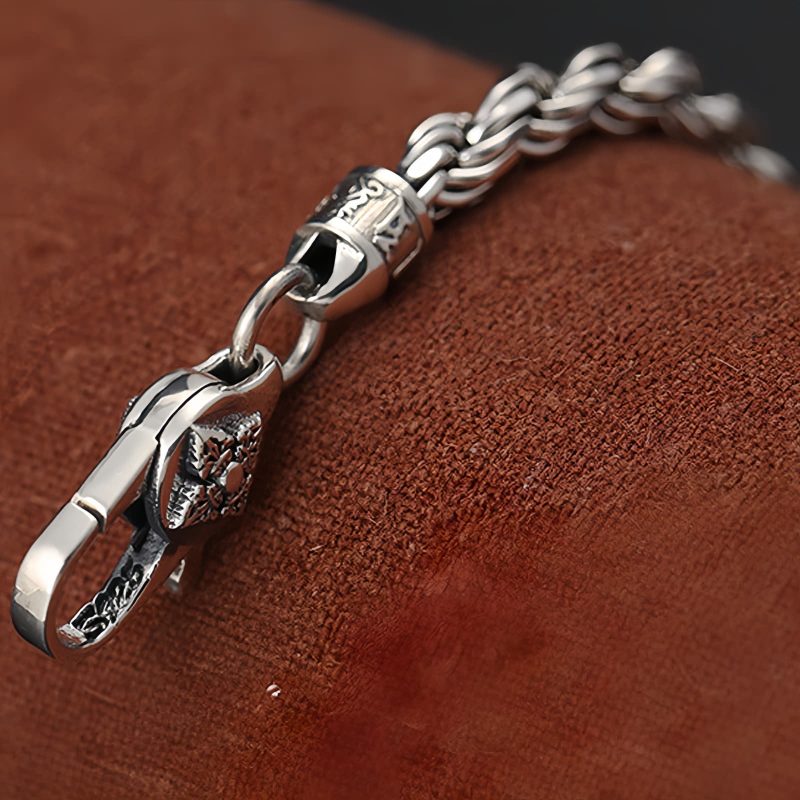 925 Sterling Silver Tibet Om Mani Padme Hum Double Dorje Peace Love Bracelet 925 Sterling Silver Tibet Om Mani Padme Hum Double Dorje Peace Love Bracelet