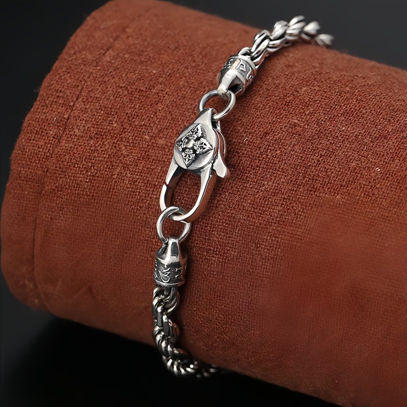925 Sterling Silver Tibet Om Mani Padme Hum Double Dorje Peace Love Bracelet 925 Sterling Silver Tibet Om Mani Padme Hum Double Dorje Peace Love Bracelet