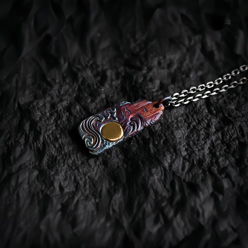 999 Silver 24K Gold Sun Balance Pendant Necklace
