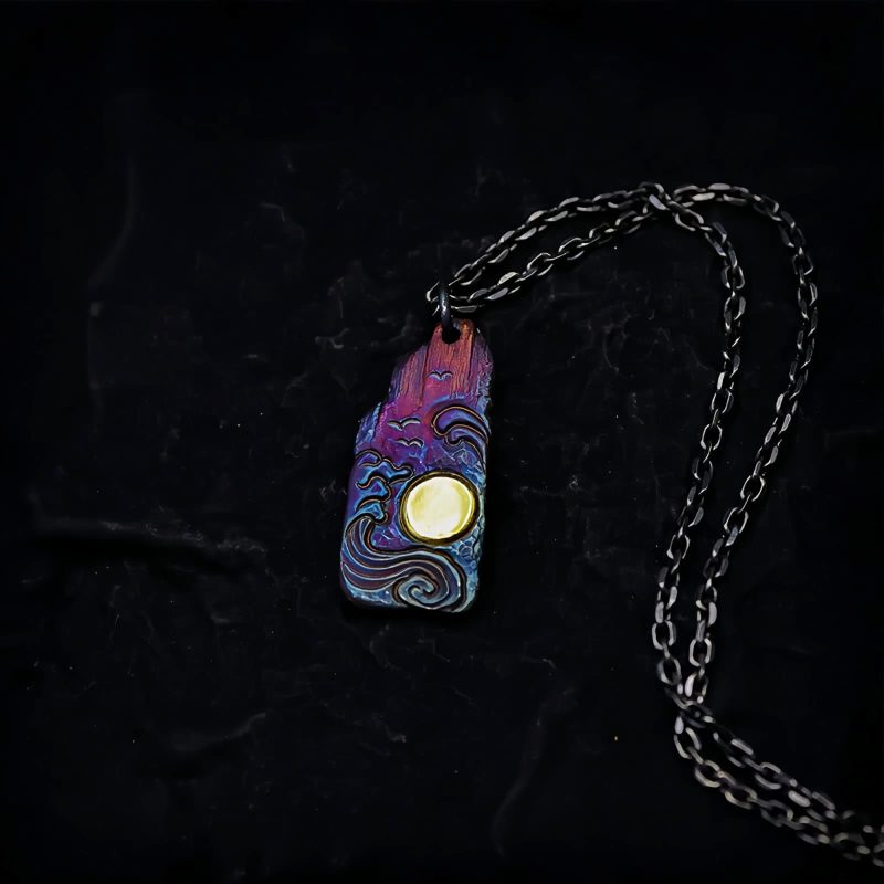 999 Silver 24K Gold Sun Balance Pendant Necklace