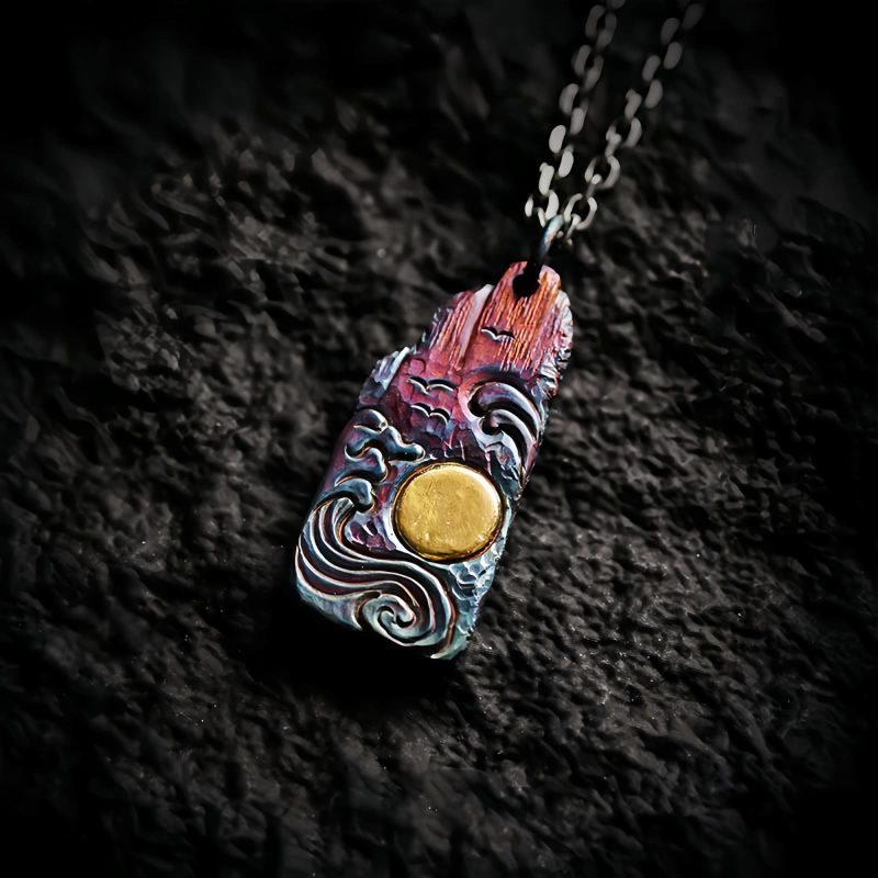 999 Silver 24K Gold Sun Balance Pendant Necklace