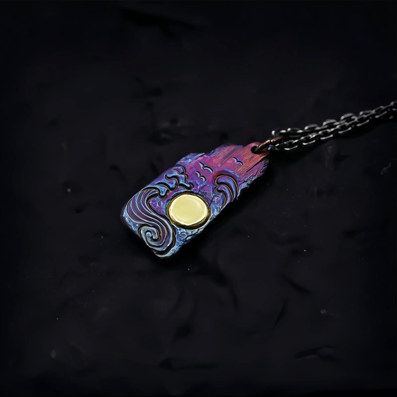 999 Silver 24K Gold Sun Balance Pendant Necklace