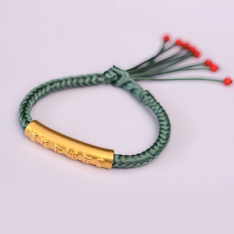 Pulsera de Plata de Ley 999 Om Mani Padme Hum para la Fortaleza 999 Sterling Silver Om Mani Padme Hum Strength Bracelet