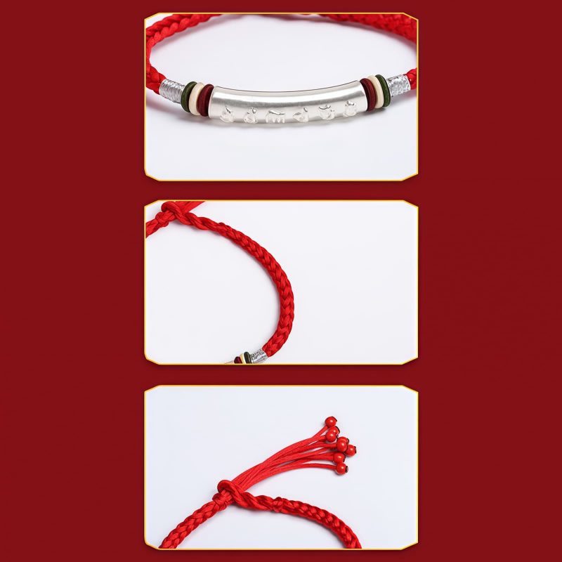 Pulsera de Plata de Ley 999 Om Mani Padme Hum para la Fortaleza 999 Sterling Silver Om Mani Padme Hum Strength Bracelet