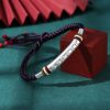 Pulsera de Plata de Ley 999 Om Mani Padme Hum para la Fortaleza 999 Sterling Silver Om Mani Padme Hum Strength Bracelet