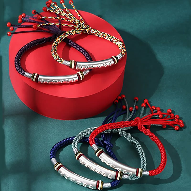 Pulsera de Plata de Ley 999 Om Mani Padme Hum para la Fortaleza 999 Sterling Silver Om Mani Padme Hum Strength Bracelet
