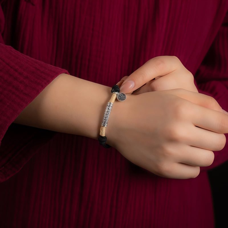 999 Sterling Silver Tibet Om Mani Padme Hum Luck Bracelet 999 Sterling Silver Tibet Om Mani Padme Hum Luck Bracelet