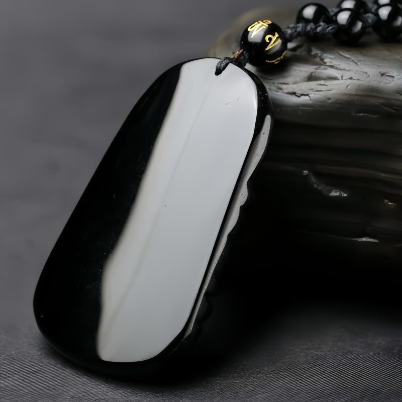 Black Obsidian Koi Fish Strength Necklace Black Obsidian Koi Fish Strength Necklace