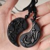 Black Obsidian Yin Yang Dragon Phoenix Luck Necklace Black Obsidian Yin Yang Dragon Phoenix Luck Necklace