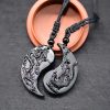 Black Obsidian Yin Yang Dragon Phoenix Luck Necklace Black Obsidian Yin Yang Dragon Phoenix Luck Necklace