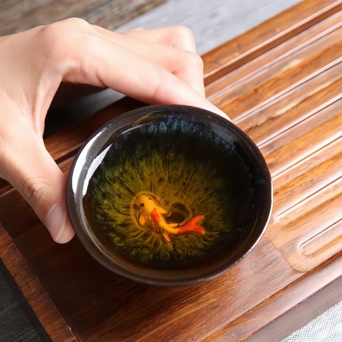 青天目 鯉文様 建盞（けんさん）茶杯