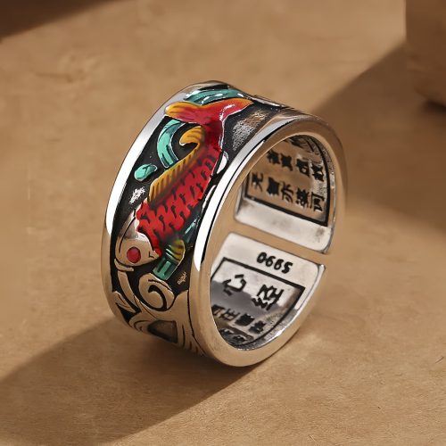 Blue Enamel Koi Fish Success Ring