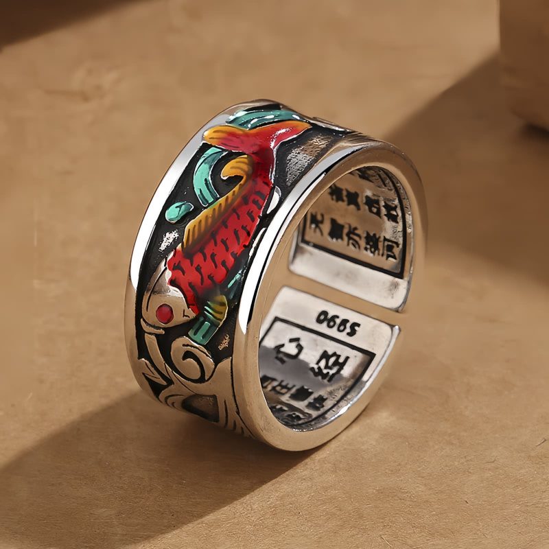 Blue Enamel Koi Fish Success Ring Blue Enamel Koi Fish Success Ring
