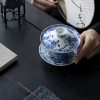 Blue And White Porcelain Lotus Koi Fish Teacup Set Blue And White Porcelain Lotus Koi Fish Teacup Set