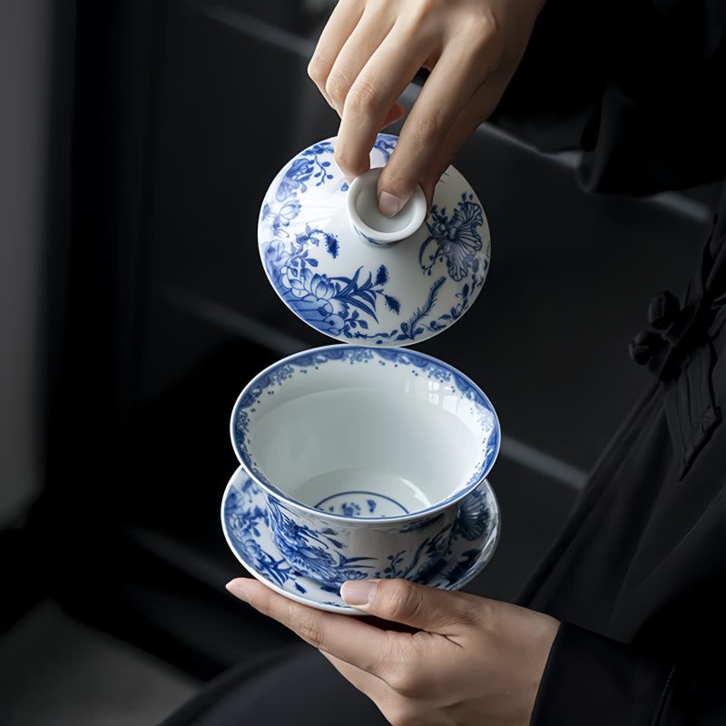 Blue And White Porcelain Lotus Koi Fish Teacup Set Blue And White Porcelain Lotus Koi Fish Teacup Set