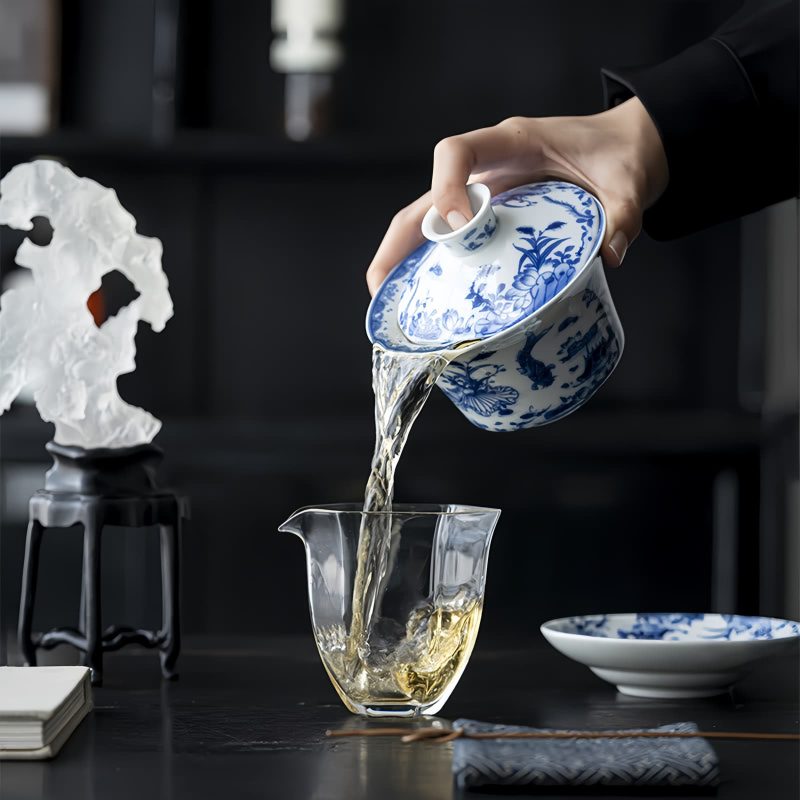 Blue And White Porcelain Lotus Koi Fish Teacup Set Blue And White Porcelain Lotus Koi Fish Teacup Set