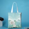 Canvas-Tragetasche mit Koi- und Lotus-Motiv Canvas Koi Fish Lotus Zipper Bag
