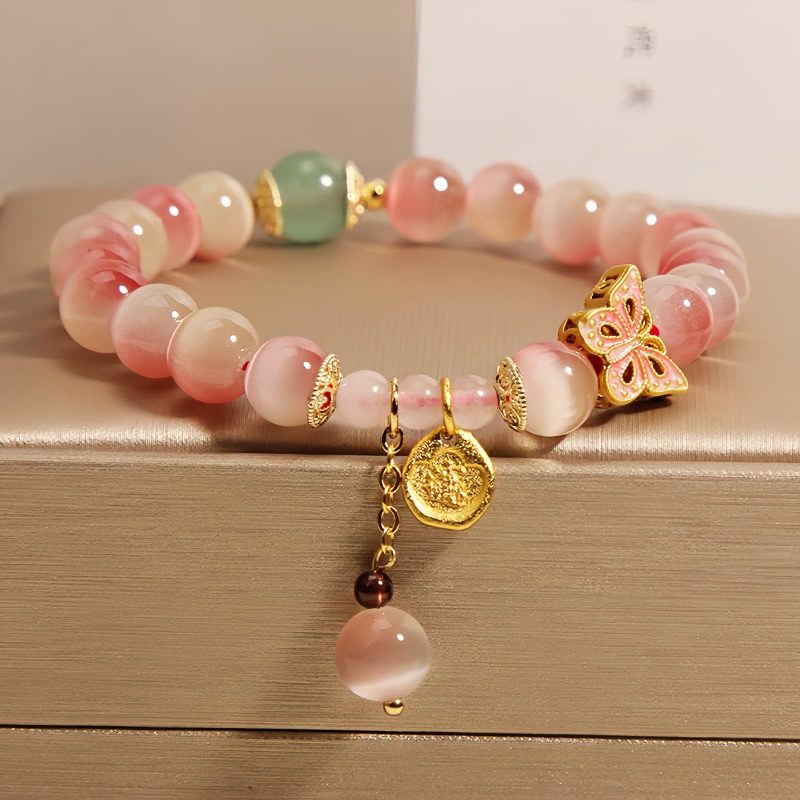Katzenaugen-Armband „Friedlicher Schmetterling“ für innere Ruhe Cat's Eye Butterfly Peace Bracelet for Tranquility