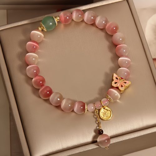 Pulsera de la Paz Mariposa y Ojo de Gato para la Serenidad Pulsera de la Paz Mariposa y Ojo de Gato para la Serenidad