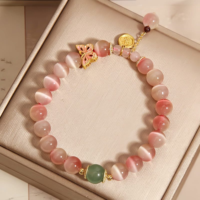 Katzenaugen-Armband „Friedlicher Schmetterling“ für innere Ruhe Cat's Eye Butterfly Peace Bracelet for Tranquility