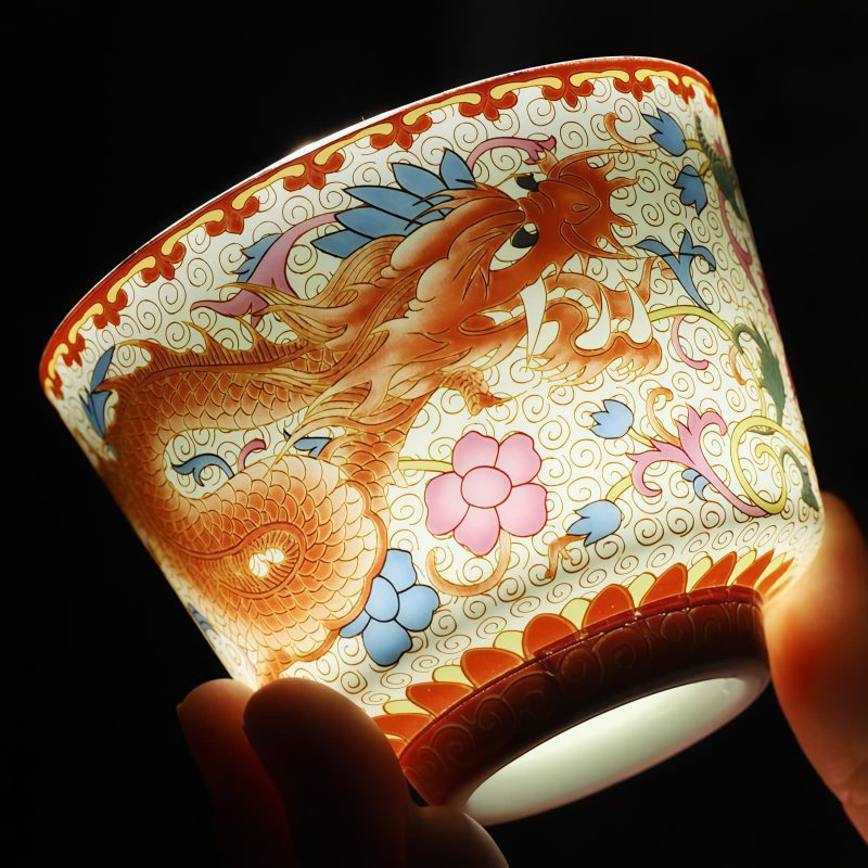Ceramic Dragon Phoenix Tea Cups Set Ceramic Dragon Phoenix Tea Cups Set