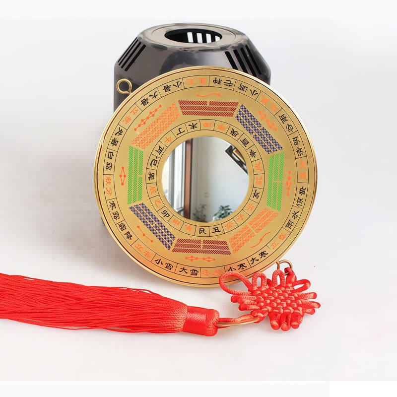 Chinese Copper Bagua Map with Knotting Design Chinese Copper Bagua Map with Knotting Design