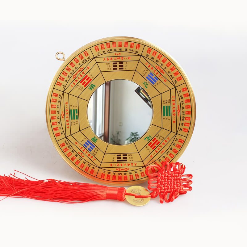 Chinese Copper Bagua Map with Knotting Design Chinese Copper Bagua Map with Knotting Design