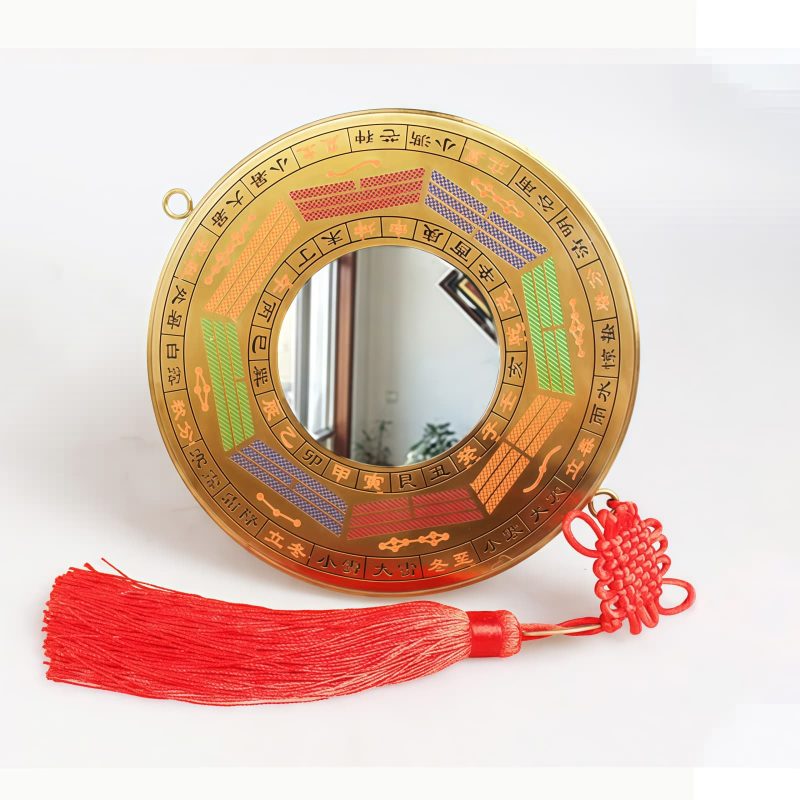 Chinese Copper Bagua Map with Knotting Design Chinese Copper Bagua Map with Knotting Design