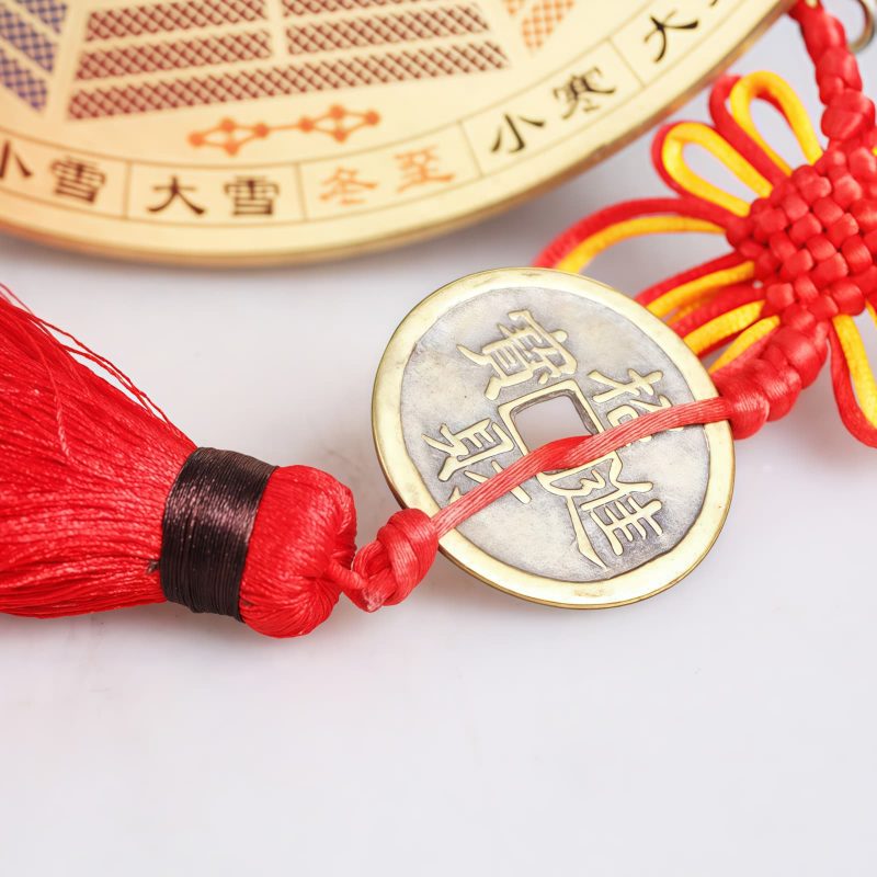 Chinese Copper Bagua Map with Knotting Design Chinese Copper Bagua Map with Knotting Design