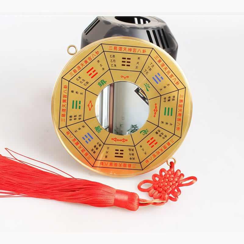 Chinese Copper Bagua Map with Knotting Design Chinese Copper Bagua Map with Knotting Design