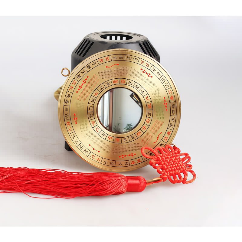 Chinese Copper Bagua Map with Knotting Design Chinese Copper Bagua Map with Knotting Design