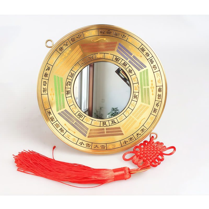 Chinese Copper Bagua Map with Knotting Design Chinese Copper Bagua Map with Knotting Design