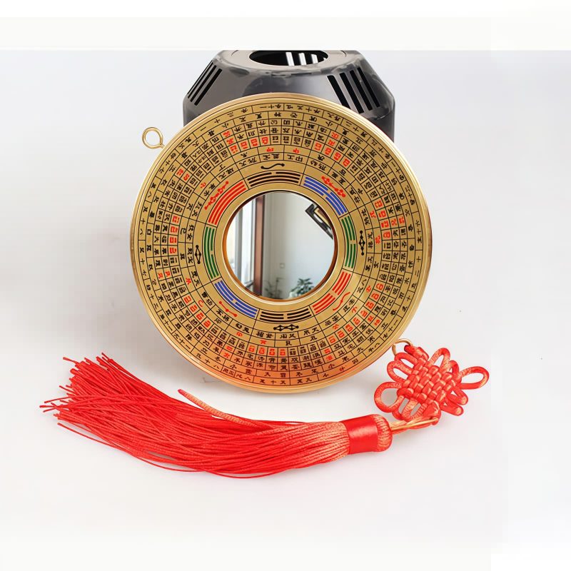 Chinese Copper Bagua Map with Knotting Design Chinese Copper Bagua Map with Knotting Design