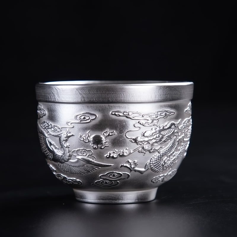 Chinese Dragon Phoenix Koi Fish Ceramic Teacup Chinese Dragon Phoenix Koi Fish Ceramic Teacup