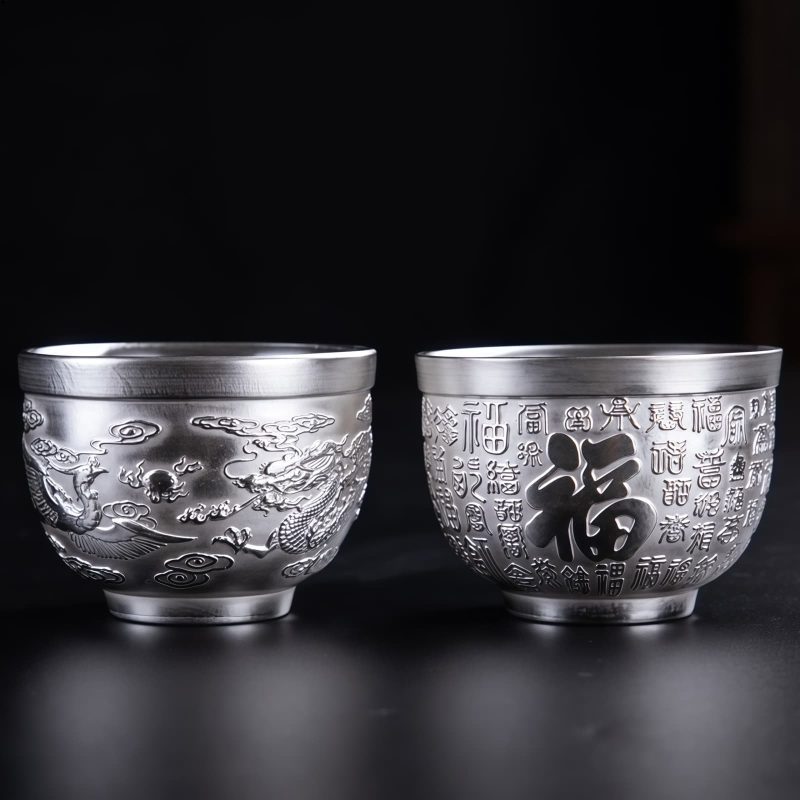 Chinese Dragon Phoenix Koi Fish Ceramic Teacup Chinese Dragon Phoenix Koi Fish Ceramic Teacup