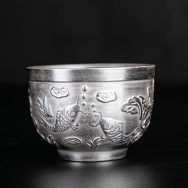 Chinese Dragon Phoenix Koi Fish Ceramic Teacup Chinese Dragon Phoenix Koi Fish Ceramic Teacup