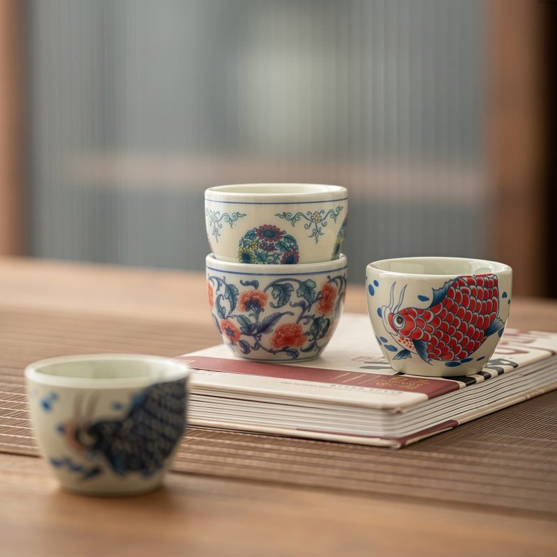 Chinese Ceramic Koi Fish Teacup