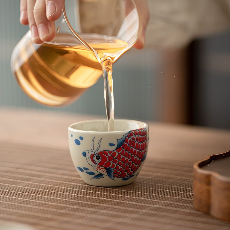 Chinese Ceramic Koi Fish Teacup