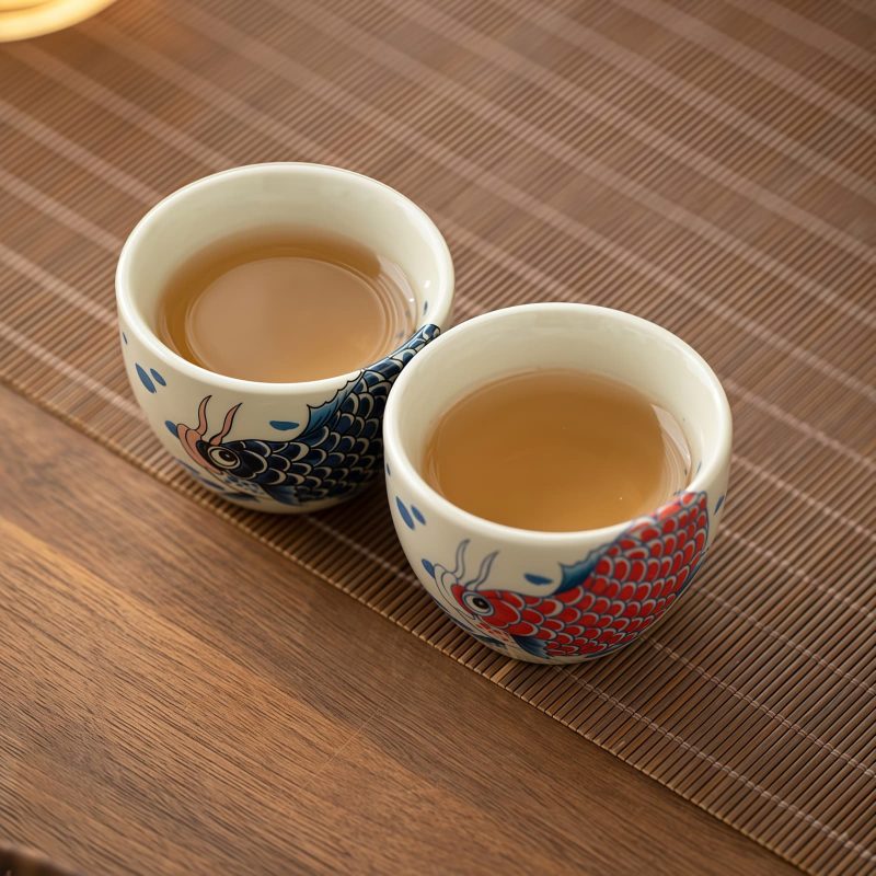 Chinese Ceramic Koi Fish Teacup