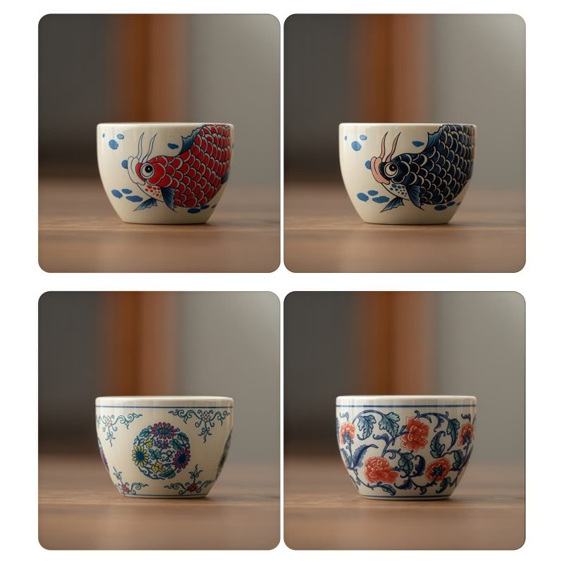 Chinese Ceramic Koi Fish Teacup