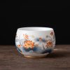 Chinese Ceramic Koi Fish Teacup with Phoenix Dragon Design Chinese Ceramic Koi Fish Teacup with Phoenix Dragon Design