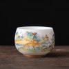 Chinese Ceramic Koi Fish Teacup with Phoenix Dragon Design Chinese Ceramic Koi Fish Teacup with Phoenix Dragon Design