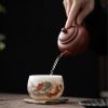 Chinese Ceramic Koi Fish Teacup with Phoenix Dragon Design Chinese Ceramic Koi Fish Teacup with Phoenix Dragon Design