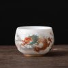 Chinese Ceramic Koi Fish Teacup with Phoenix Dragon Design Chinese Ceramic Koi Fish Teacup with Phoenix Dragon Design