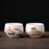 Chinese Ceramic Koi Fish Teacup with Phoenix Dragon Design Chinese Ceramic Koi Fish Teacup with Phoenix Dragon Design