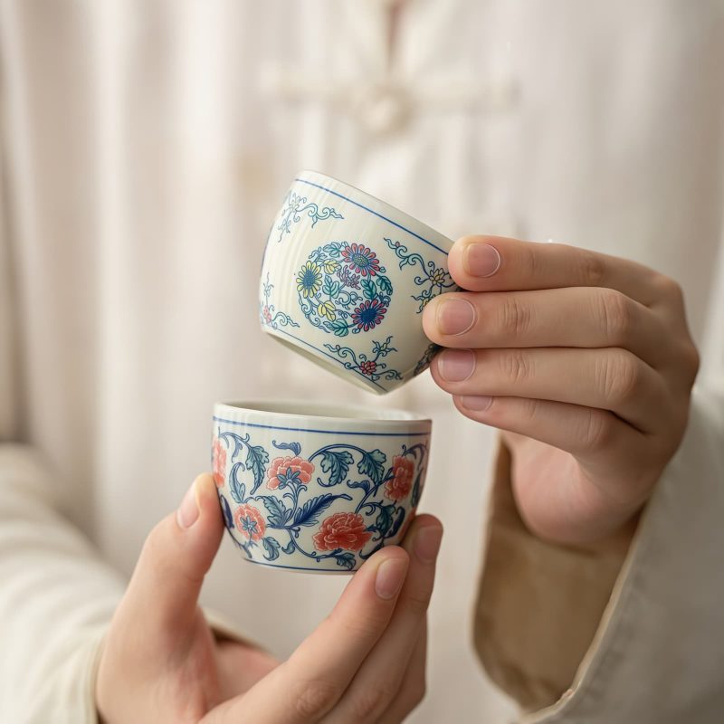 Chinese Ceramic Koi Fish Teacup