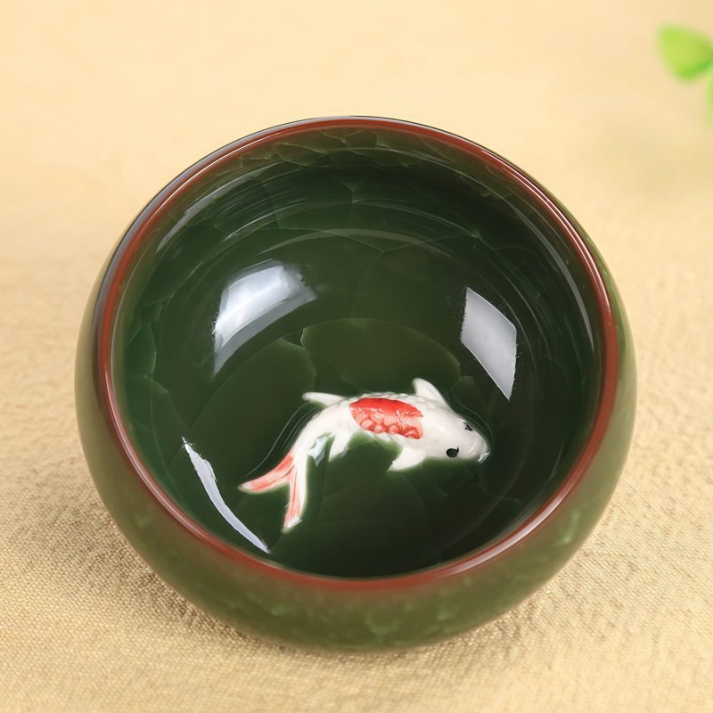 Chinese Ceramic Koi Fish Teacup 45ml Chinese Ceramic Koi Fish Teacup 45ml