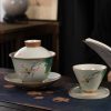 Chinese Ceramic Gaiwan Koi Fish Teacup Set with Saucer and Lid Chinese Ceramic Gaiwan Koi Fish Teacup Set with Saucer and Lid